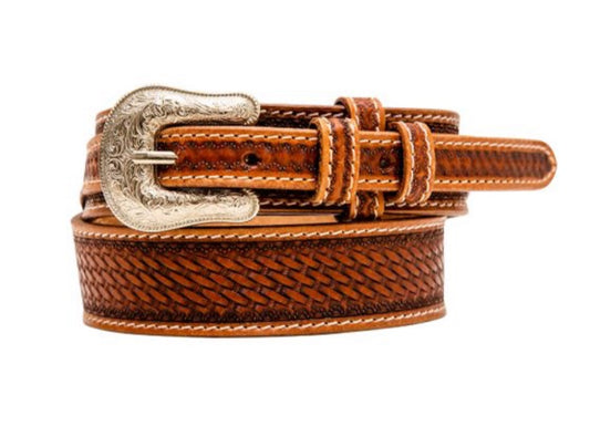 Hand tooled leather belt